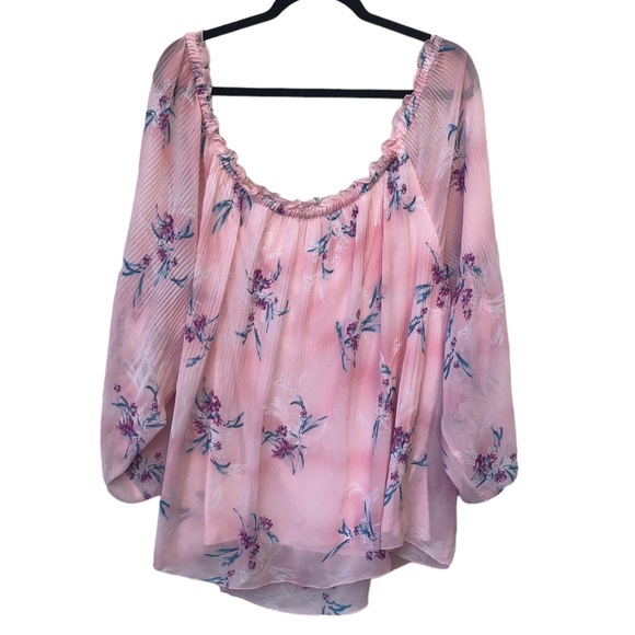 Lane Bryant Pink Pleated Floral Blouse size 26/28 - Picture 6 of 10